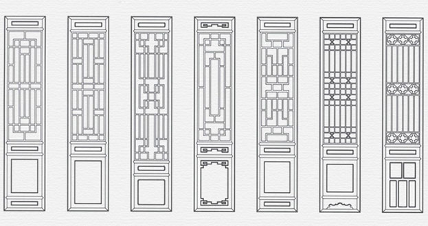 向阳街道常用中式仿古花窗图案隔断设计图